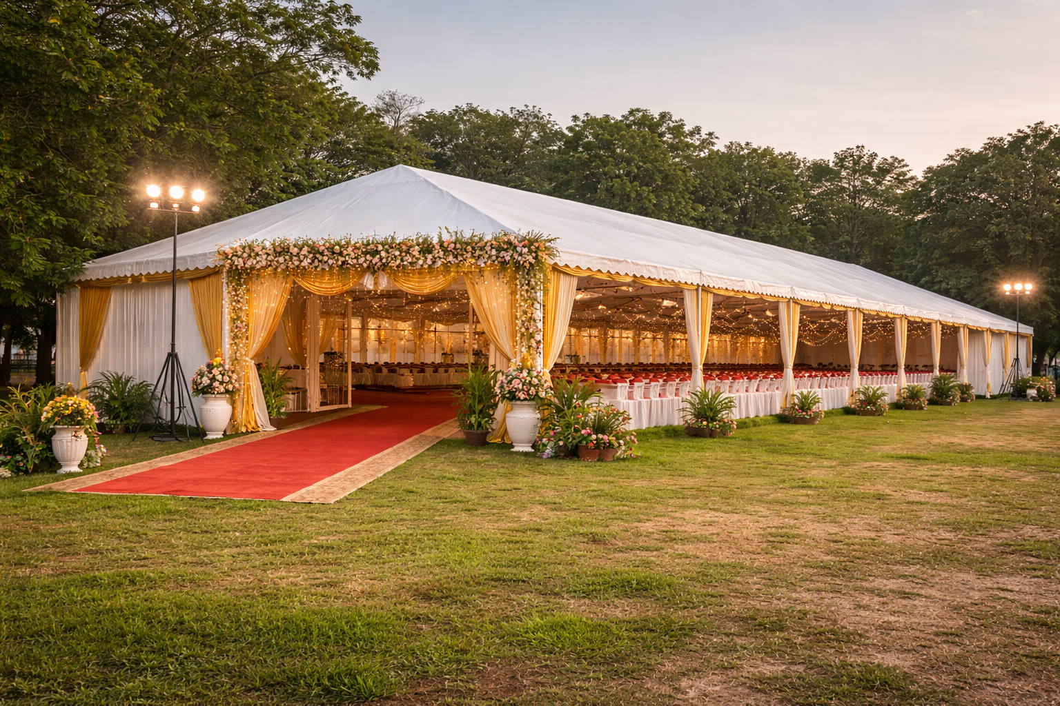 Well organized shamyana tent setup