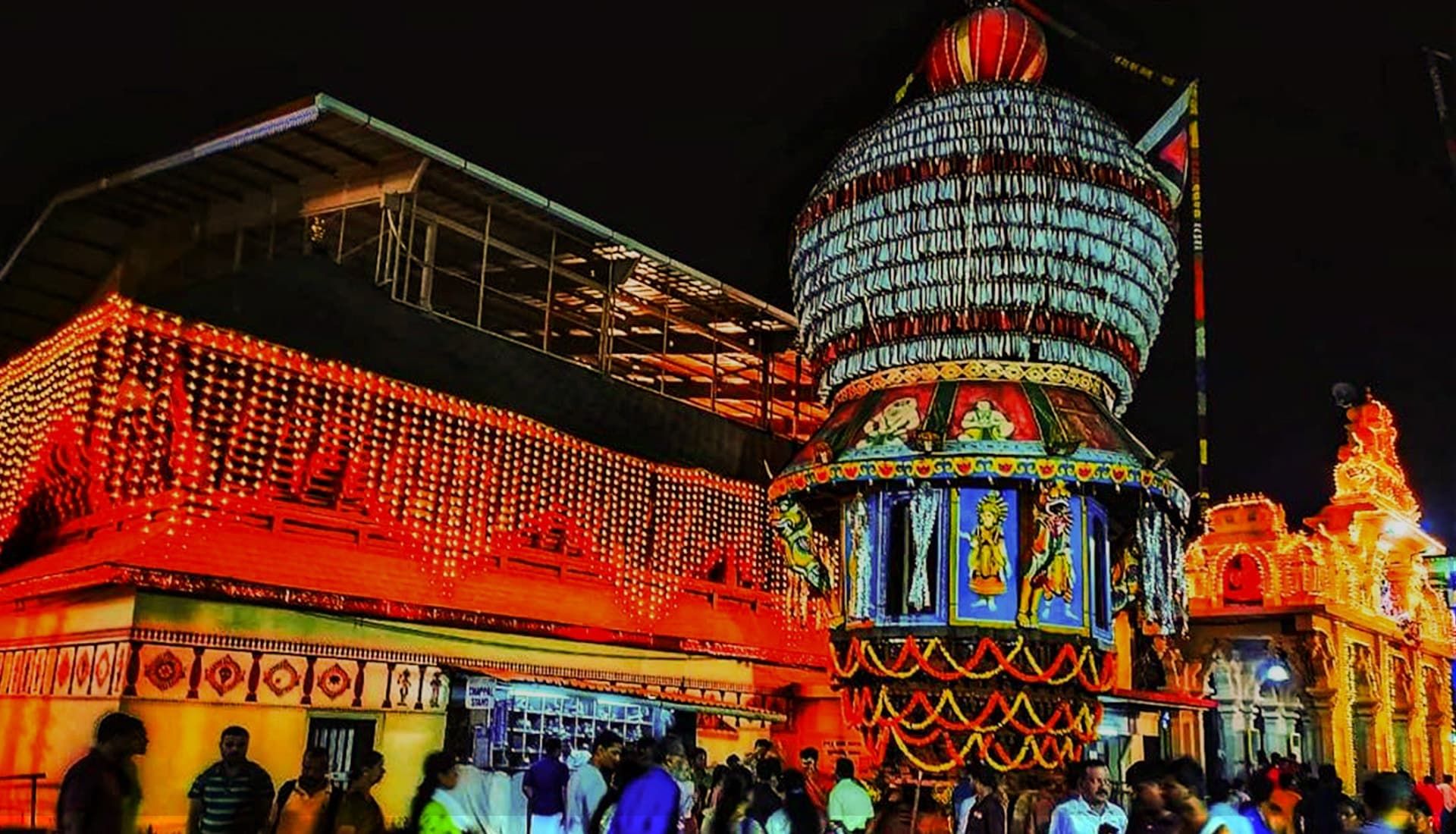 Structural work and decorations for a temple festival